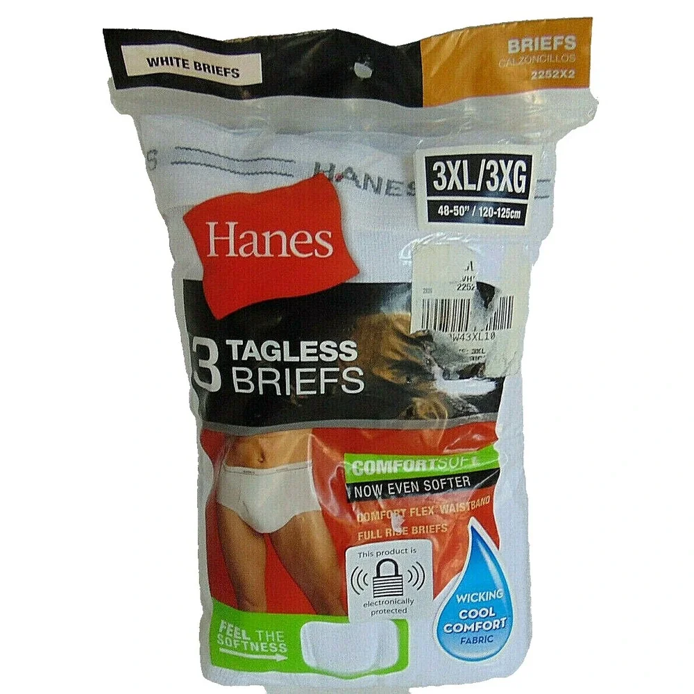 Hanes Briefs Men's White 3 Pack 3XL Big & Tall Tagless Comfort Soft Cotton